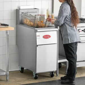 Avantco FF40 Natural Gas 40 lb. Stainless Steel Floor Fryer